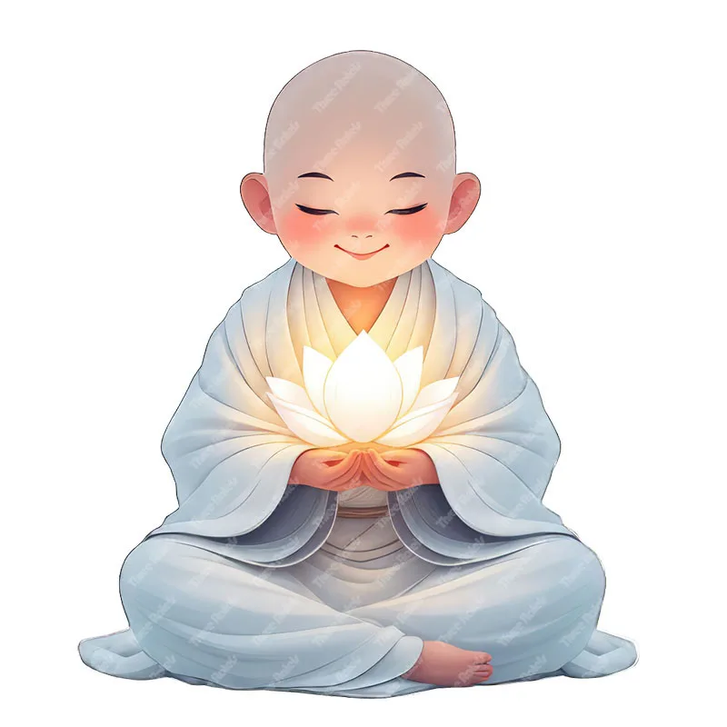Three Ratels CD221 Devout little monk cartoon Wall stickers are home decoration