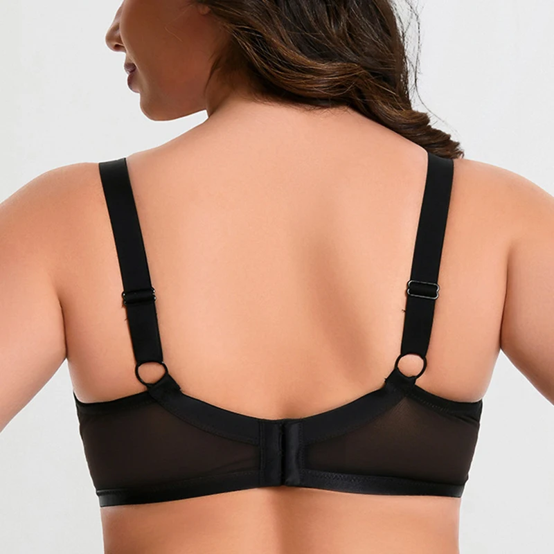 Sexy Womens Lace Sheer Minimizer Bra Non Padded Underwire Female Breathable Plus Size Lingerie 34 36 38 40 42 DD E F FF G — zdjęcie 6