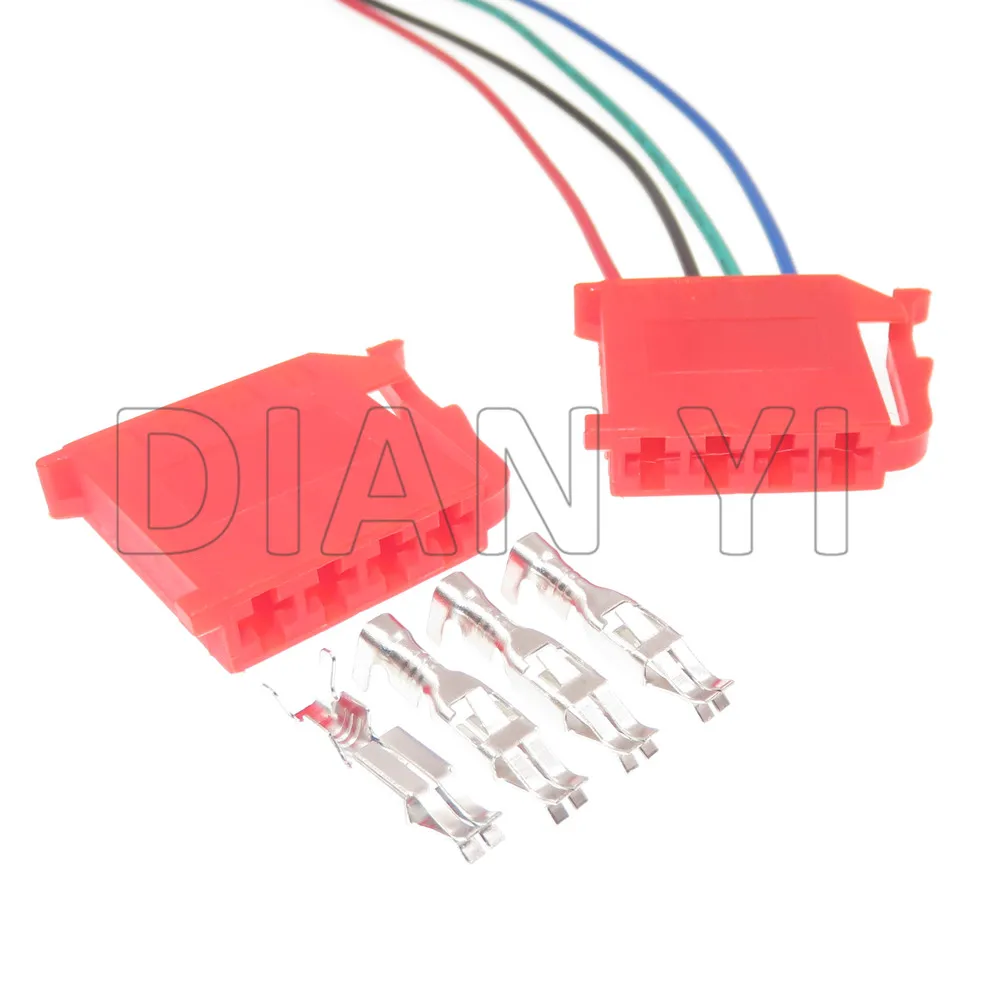 1 Set 4 Way 2.8mm Automobile Connector Wire Socket AC Assembly Red Housing Plug With Pins Auto Modification Accessories