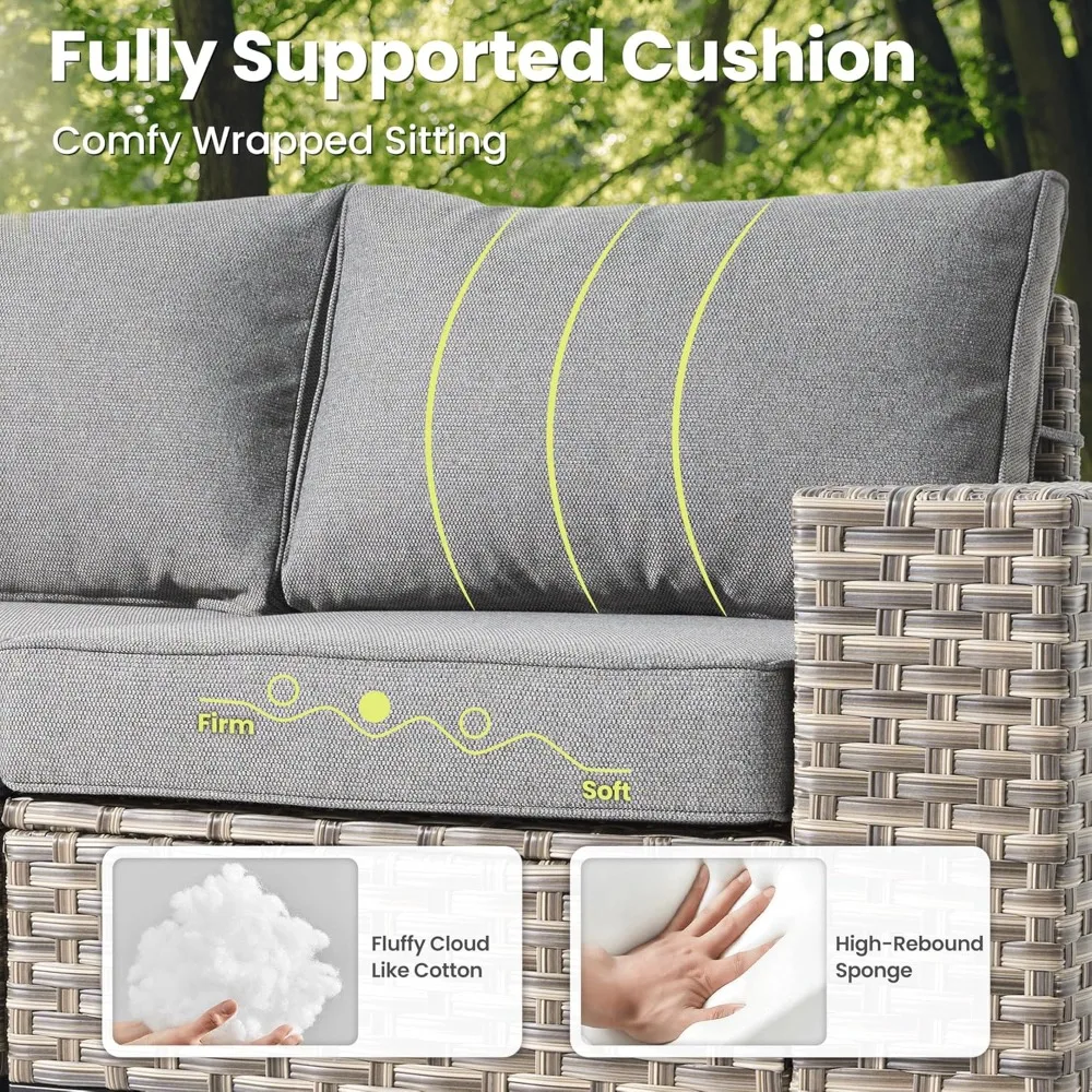 

Customized Modern Modular Rattan Conversation Set 5PCS L-Shaped Patio Furniture