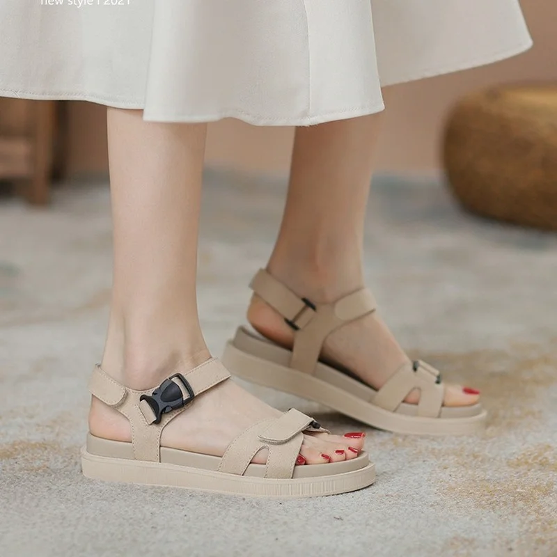 New Female Sandals Women Summer 2022 Casual Ladies Shoes Rome Flat Platform Sandals Woman Suede Beach Fashion Shoe Size 35-40