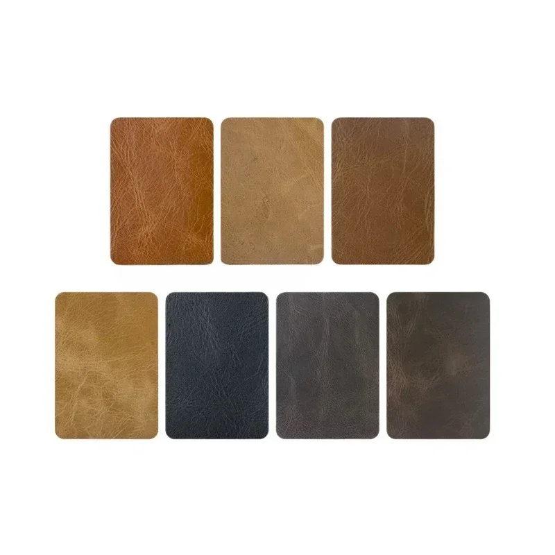 

Medieval style living room sofa modern simple leather oil wax leather material sample color card