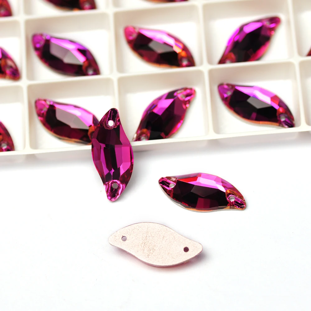 6A Beste Qualität Strass Blattförmige Kristall-Aufnähsteine Kristallglas-Nähperlen für Hochzeits- und Tanzkleider sowie Bekleidungsdesign – Detail 7