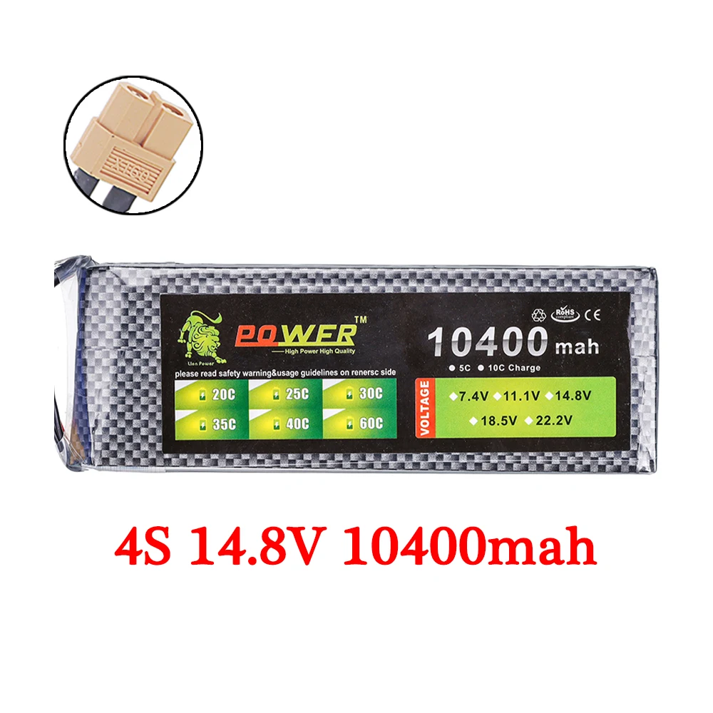 7.4v 11.1v 14.8v 22.2v 10400mAh Lipo Batterij Voor RC Quadrotor Drones Racewagen Boten Onderdelen 2s 3s 4s 6s Oplaadbare Batterij