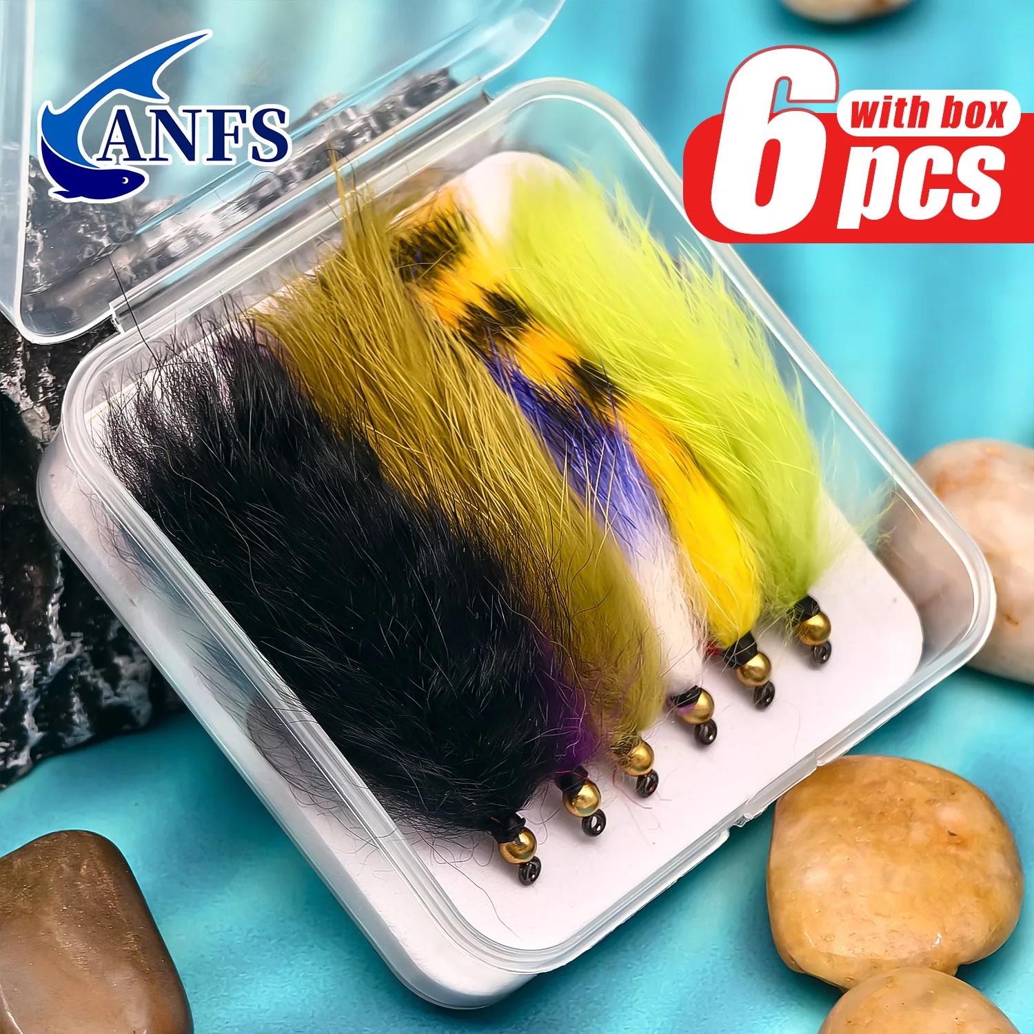 

Набор мушек для ловли нахлыстом ANFS Zonker из 6 шт. в упаковке с коробкой для хранения, подарок для ловли нахлыстом