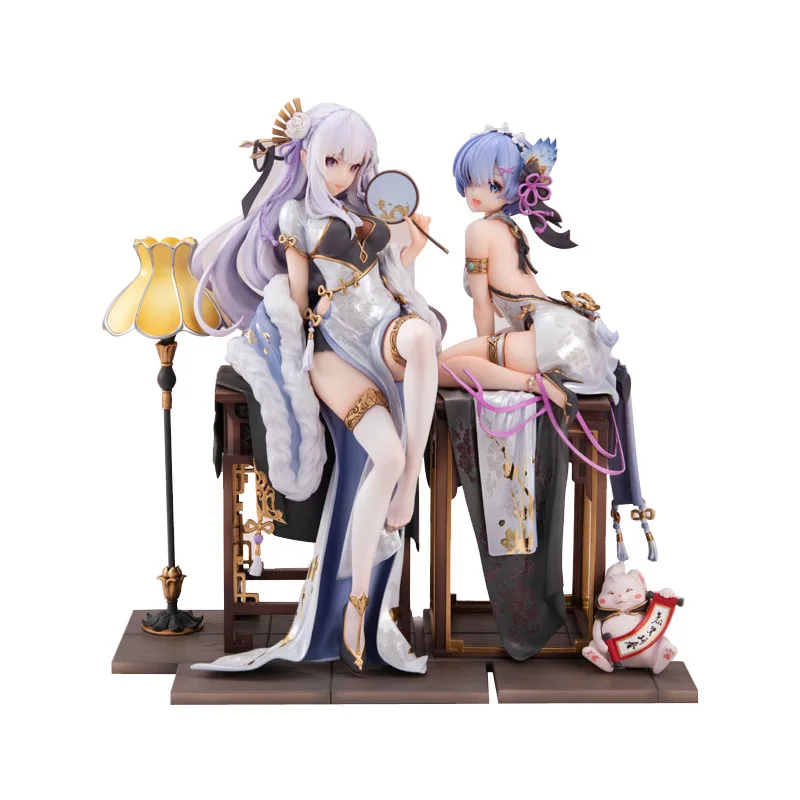 22cm Anime Another World Cartoon Character Rem Emiria Sexy Elegant Modle Computer Desktop Cabinet Handmade Ornaments Collection