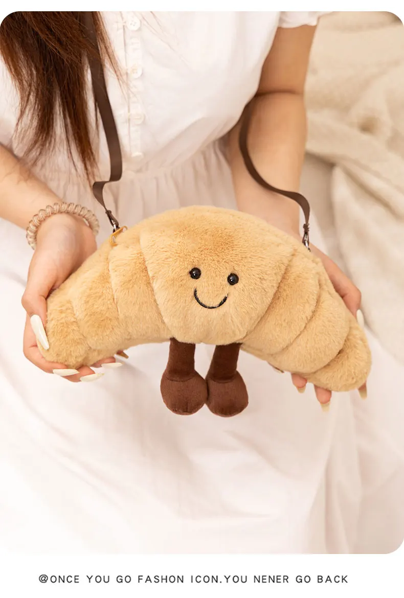 Croissant Brot Toast Plüsch Spielzeug Rucksack Niedliche Kawaii Lebensmittel Form Tasche Kinder Jungen Mädchen Mode Straße Fotografie Weiche Spaß Träger – Detail 7
