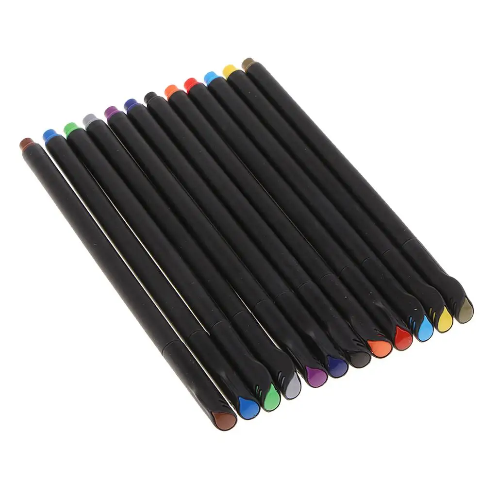 12Pcs Fineliners Water Based Pens Kids Children Drwaing Diary Scrapbooking