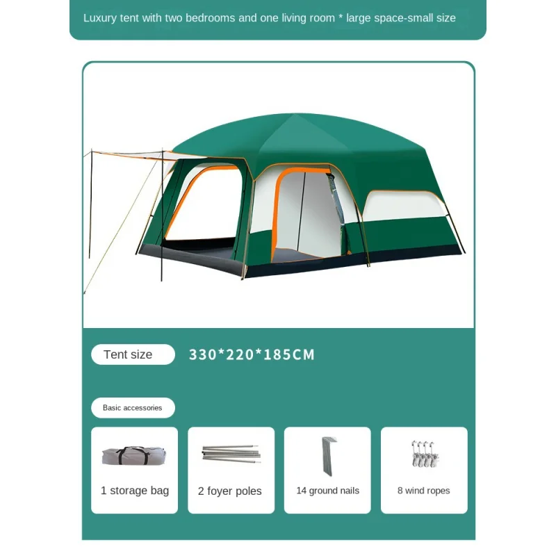 Imagem -06 - Tenda e um Salão Espesso Rainproof Outdoor Camping Dois Quartos 456 10 Pessoas