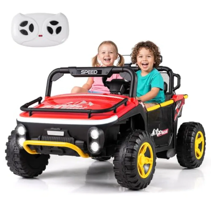 

24V ride-on toys for big kids: off-road UTV truck with remote control, storage, pull rod, horn, music, stories, lights; red pla