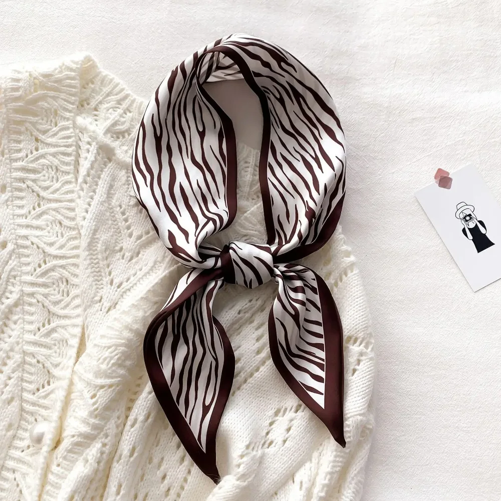 2024 Fashion Zebra Print Silk Scarf Lady Bags Foulard Small Ribbon Band Kerchief Women Long Neck Shawl Female