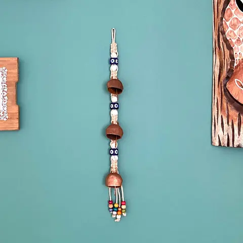 Copper Bell With Evil Eye Macrame Wall Hanging Copper Bell Wall Hanging Wall Art Rustic Decor Evil Eye Home Decor Vintage Gift