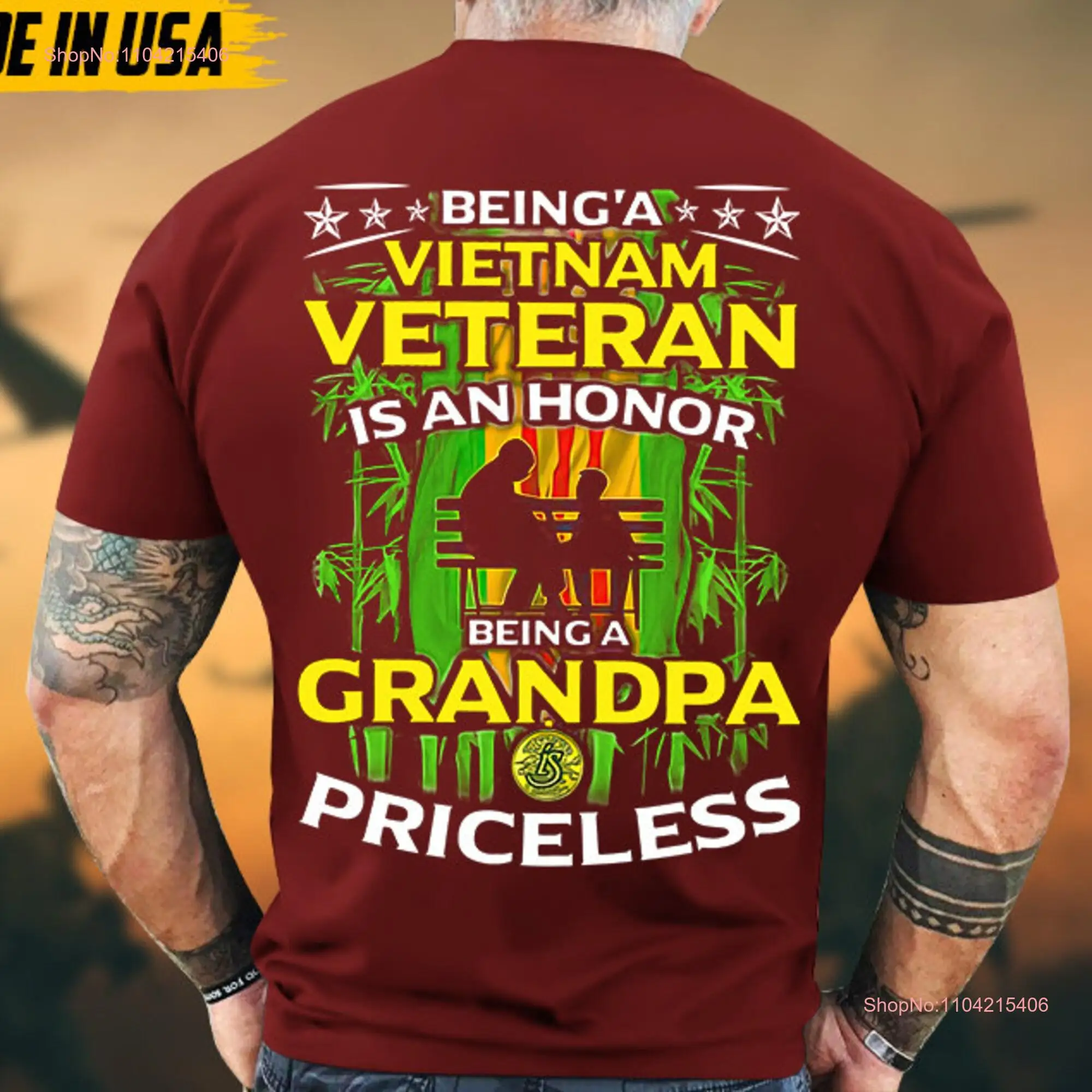 Ser un veterano de Vietnam es un honor, ser abuelo, sin precio, camiseta estadounidense, Idea del día para mangas largas o cortas