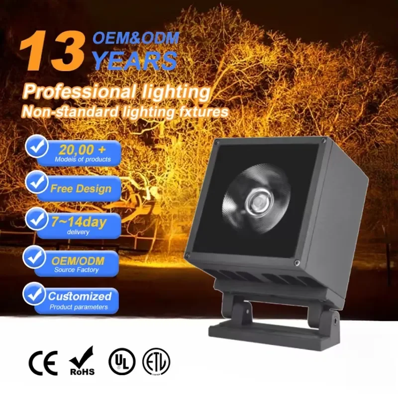 Modern Outdoor RGB 40W DMX512 Control IP65 COB LED Flood Light for Football Baseball Landscape Lighting