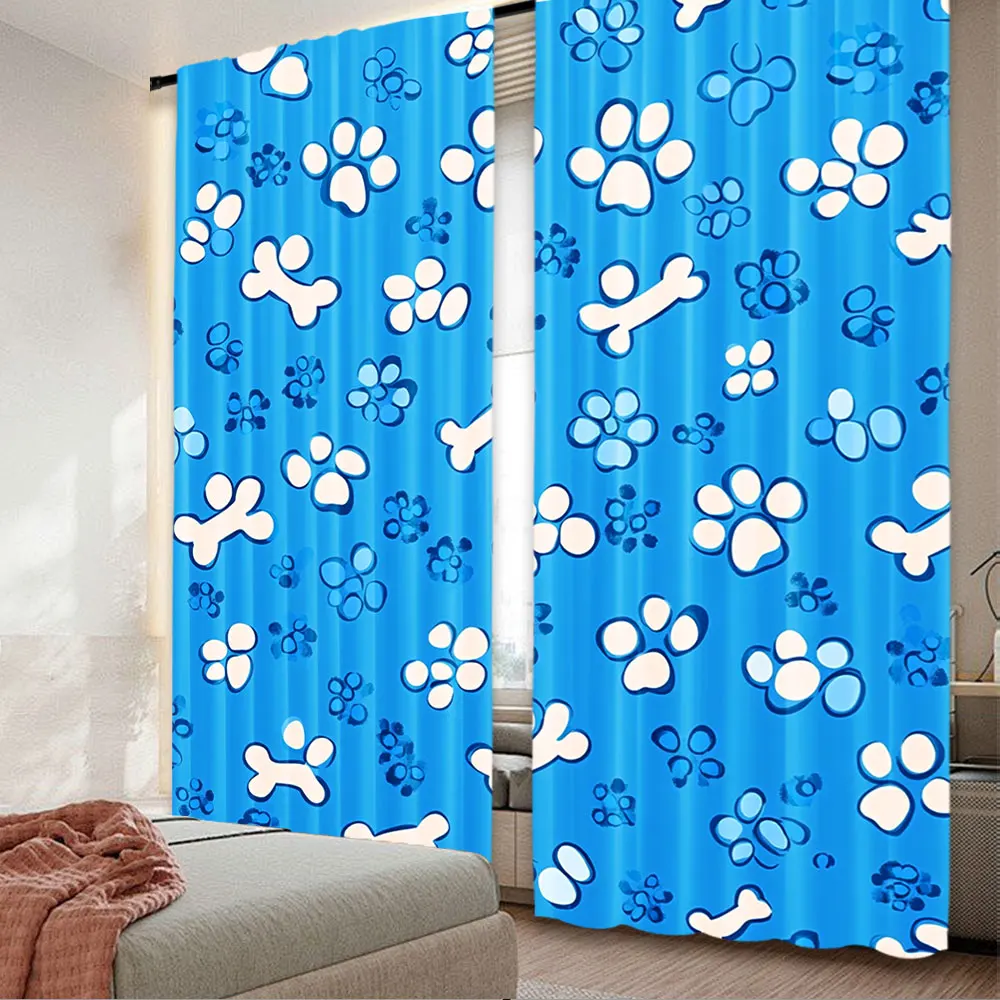 2Pcs Uppy Dog Footprints Blue White Backdrop Pet Dog Cat Paw Print Bone Pattern Background Let'S Paw-Ty Pet Paw Birthday Party