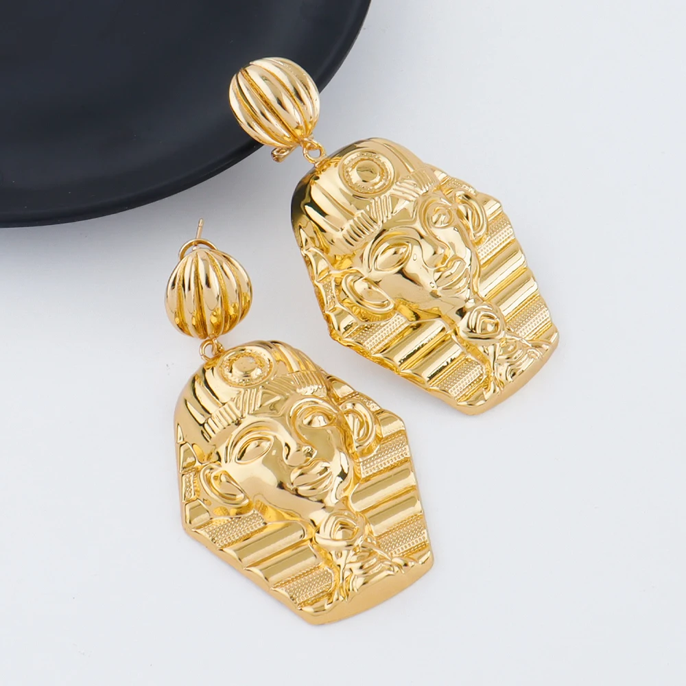 Goldfarbenes großes Schmuckset für Frauen, Human Design, Ohrringe, Halskette, Dubai, afrikanisches Armband, Ring, Hochzeit, Brautgeschenk – Detail 6