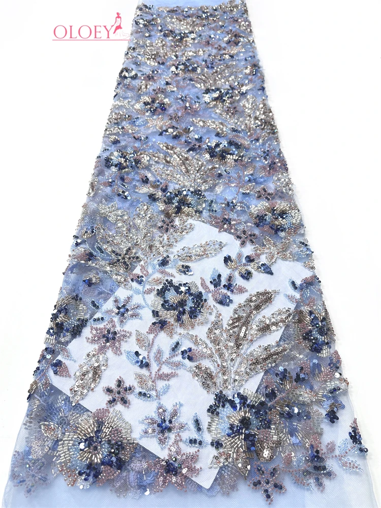 

Haute Couture African Heavy Beaded Lace Fabric 2026 High Quality French Sequin Lace Nigerian Lace Fabric Party Wedding Dresses