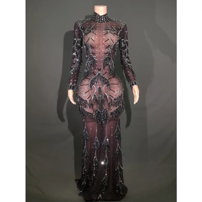 Geburtstag Urlaub Party Kleidung Nachtclub Party Party Leistung Sexy Helle Strass Elastische Memory Kleid Abendkleider Luxus