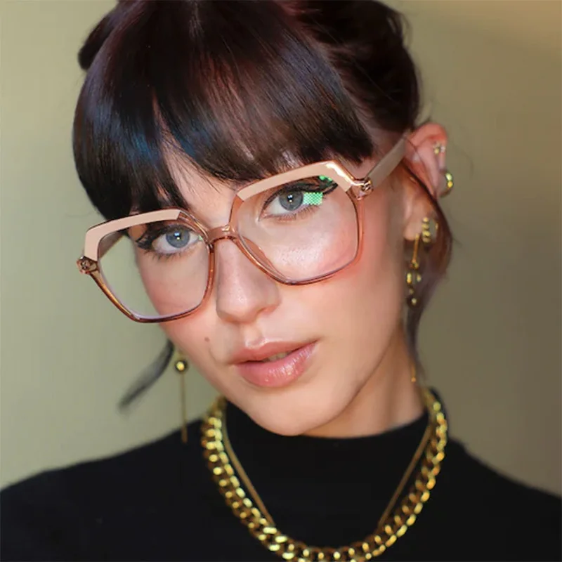 Mode Unregelmäßige Femel Marke Design Verschiedene Farben Rahmen Photochrome Anti Blau Licht Frauen Lesebrille Mehrere Grad – Detail 2