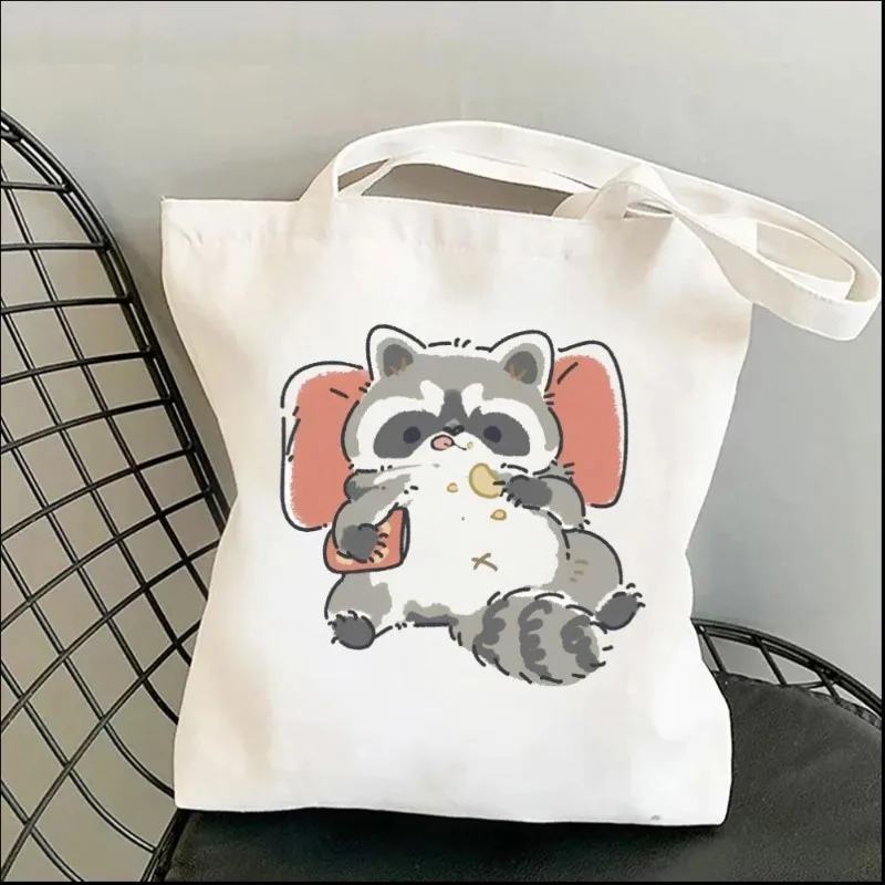 Bolsos de hombro para mujer Little Raccoon bolso de compras Kawaii، bolso de lona bolso de hombrobolsos de moda para chica