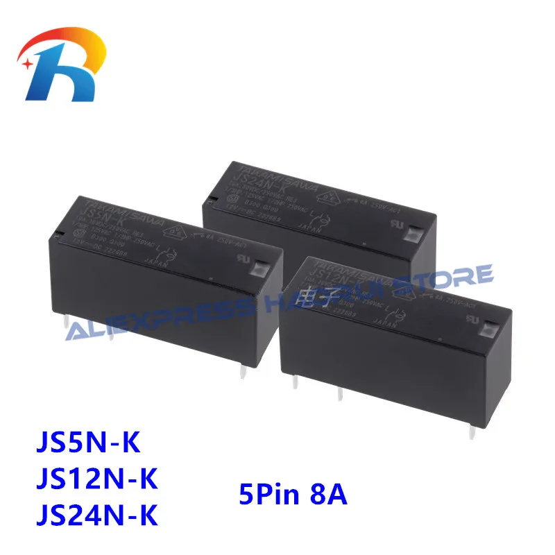 

Free Shipping 10pcs/lot 100% new original Relays JS24N-K JS24-K JS12N-K JS12-K JS5N-K JS5-K 5Pin 8A 5V 12V 24V relay