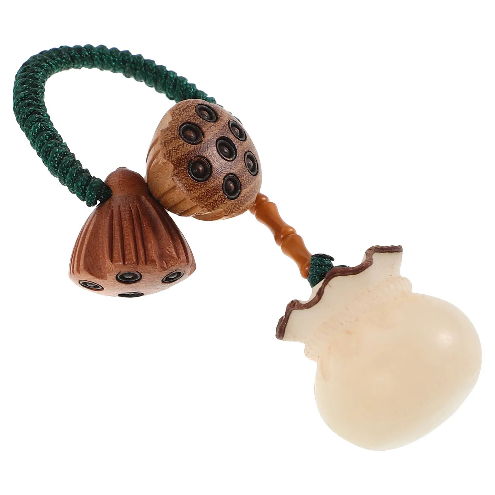 

Красивый брелок-талисман «Лотос-денежный мешочек» из полированного персикового дерева, держатель для автомобильных ключей, оберег на удачу для сумки и телефона