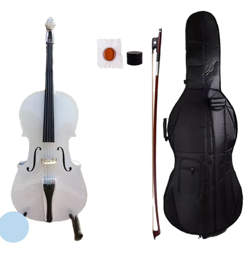 

New 4 String Cello 4/4 full size Maple Spruce Wood Ebony wood cello hand made cello brazilwood cello bow cello bag #Us