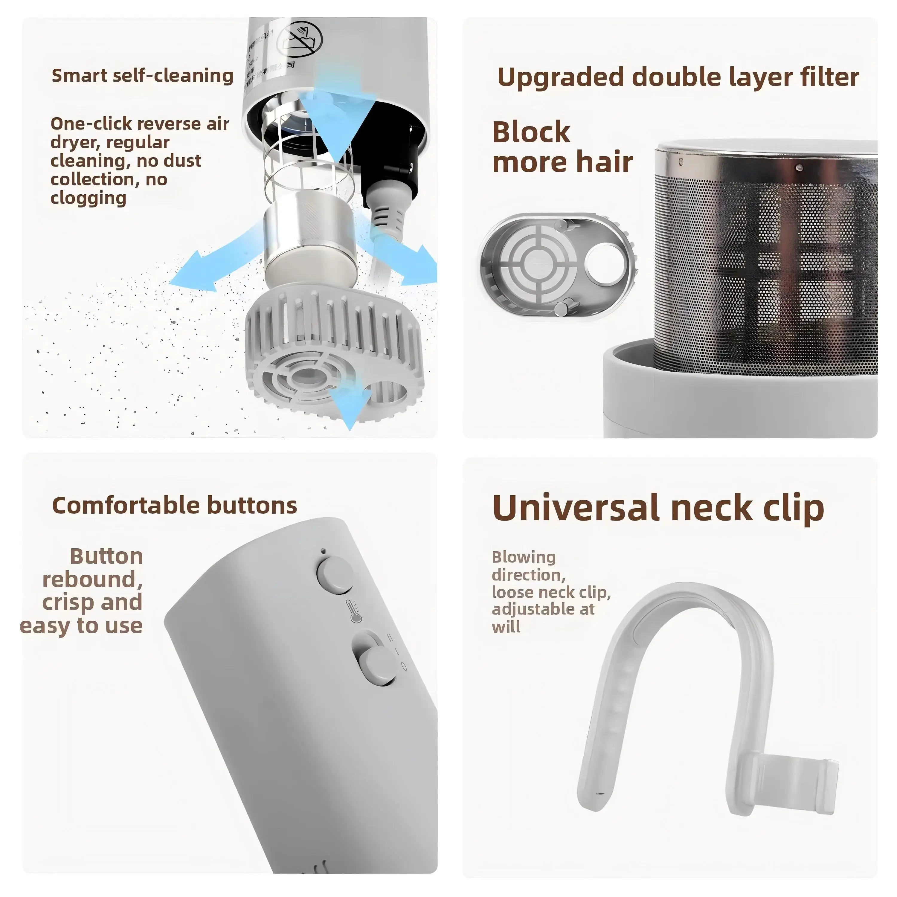 110V Pet Grooming Neck Hanging Dryer High-Power Dogs Neck-Mounted Hair Dryer Hands-Free Pet Blow Dryer for Neck
