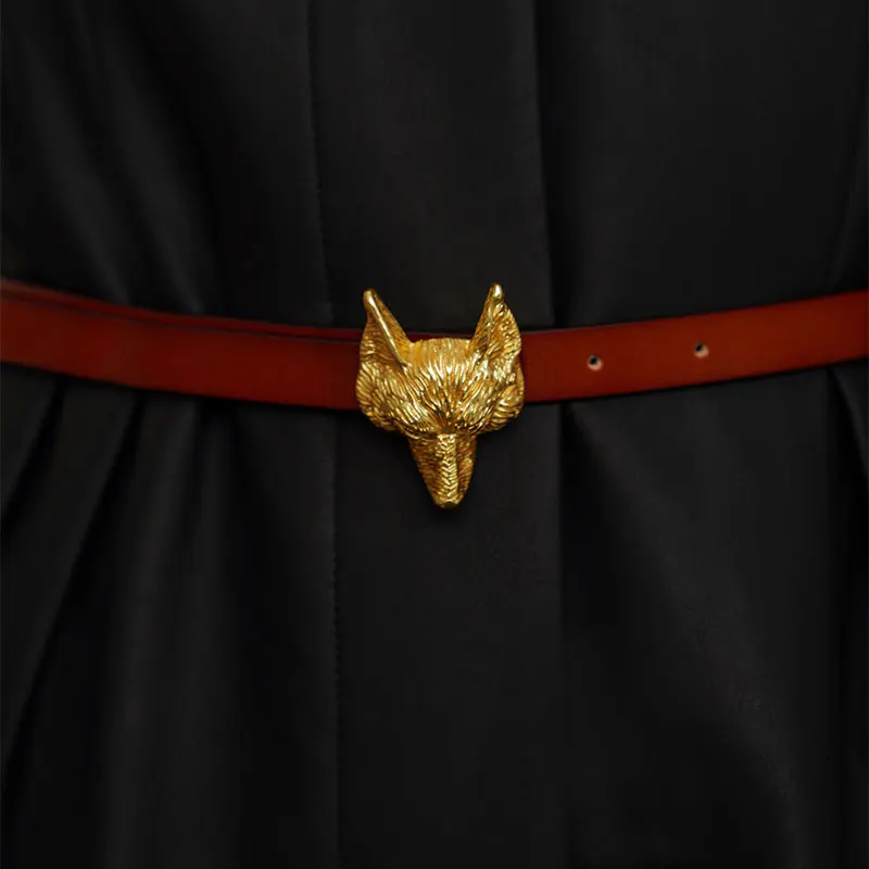 

Original Design Genuine Leather Belt Women Fox Head Alloy Buckled Free Collocation Genuine Leather Belt