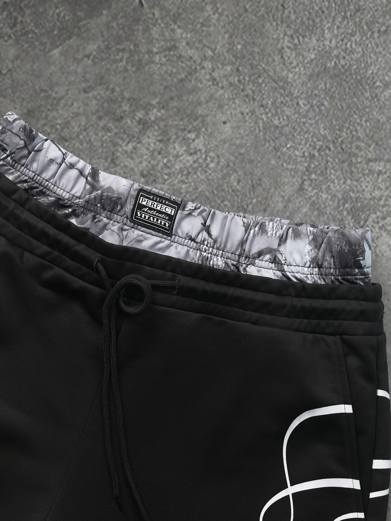 Herren Oversize Streetwear Shorts Marke Dual Waist Cursive Letter Print Polyester Schwarz Mehrfarbig Shorts S-2XL Alle Größen 1 Stück – Detail 3
