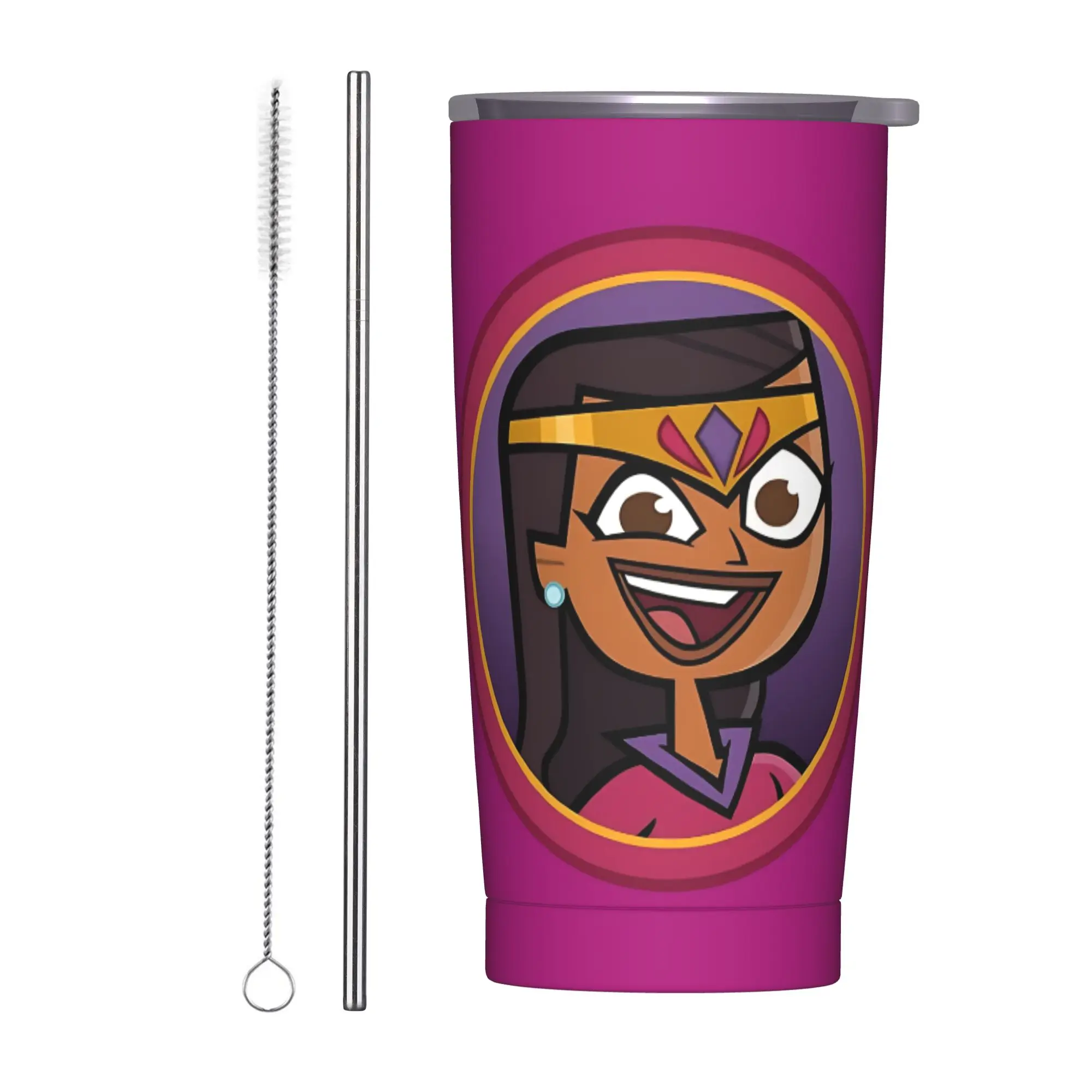 Totals Dramas Reboot Superbestie Priya Insulated Tumbler with Straws Stainless Steel Thermal Mug Wall Car Bottle Cups, 20oz