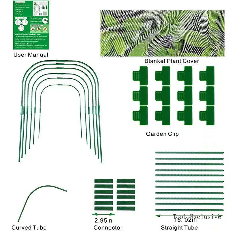 Cerchi per serra Grow Tunnel per letti rialzati Telaio in fibra di vetro antiruggine per kit rete da giardino Copertura per fila in tessuto per ombra per piante