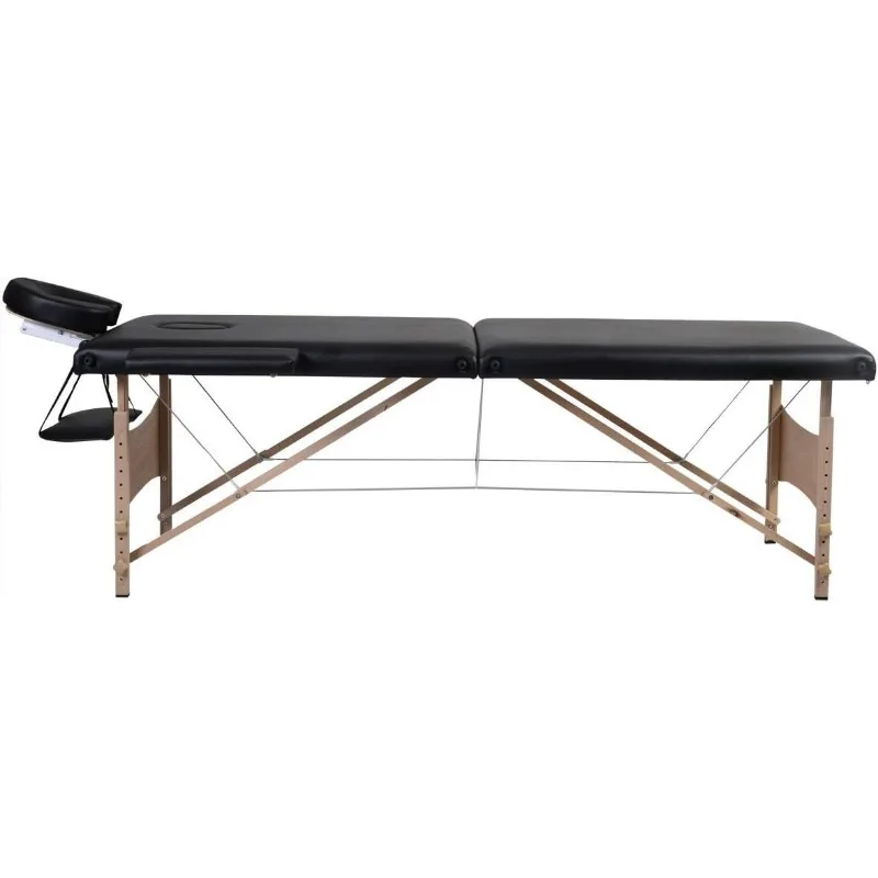 Cama de SPA Facial portátil plegable de 84 pulgadas, tatuaje con estuche de transporte gratis, color negro