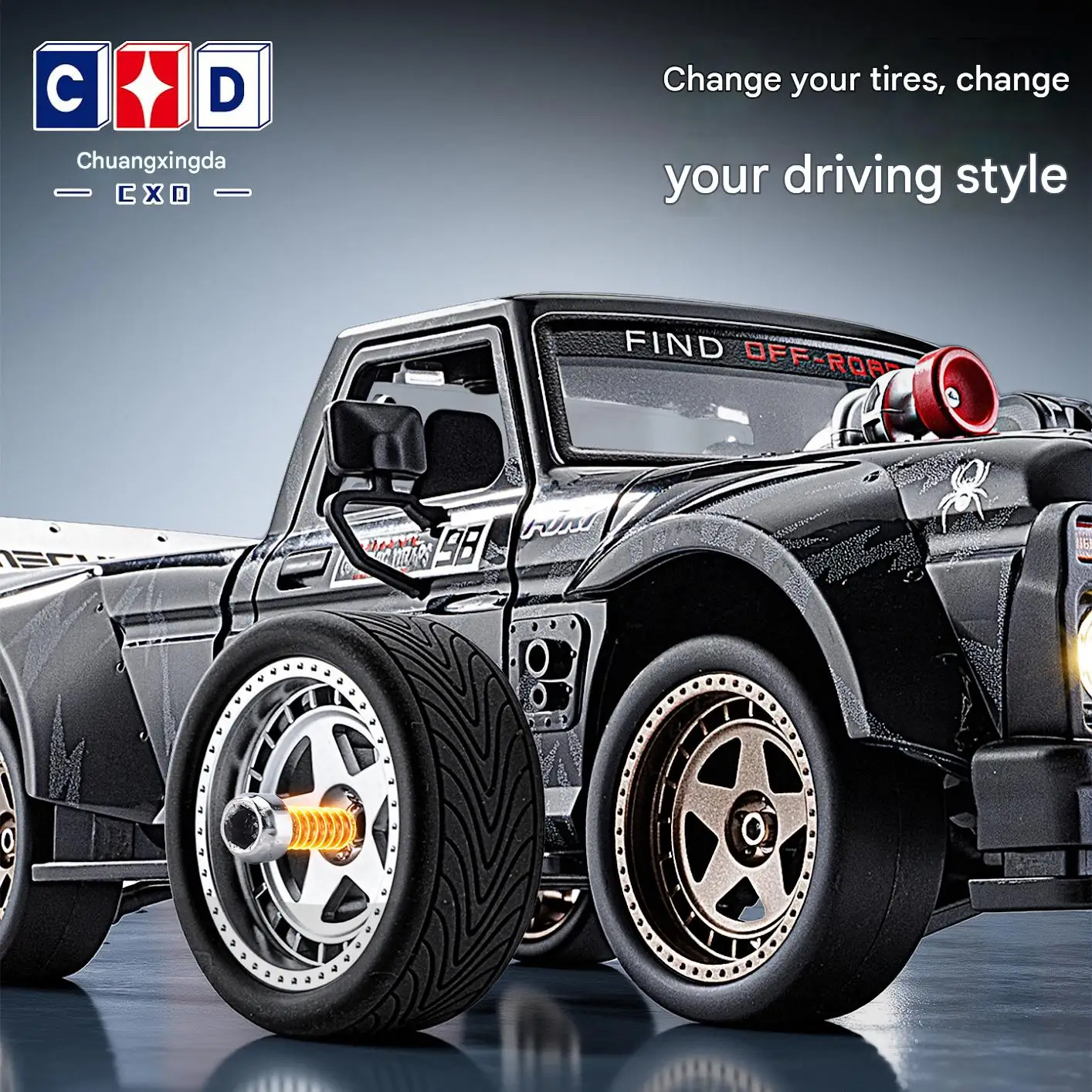 CXD2401 4WD Proportional Drift Car 1:24 Scale Brushed Motor 2.4GHz Remote Control Built-in Gyroscope With LED Light Model Toys