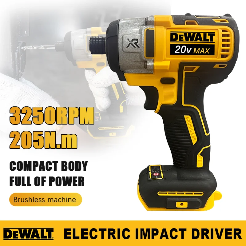 Dewalt 브러시리스 전기 임팩트 드라이버, 무선 스크루 드라이버, Dewalt 20V 배터리용 전기 임팩트 드릴, DCF887, 205N.m 