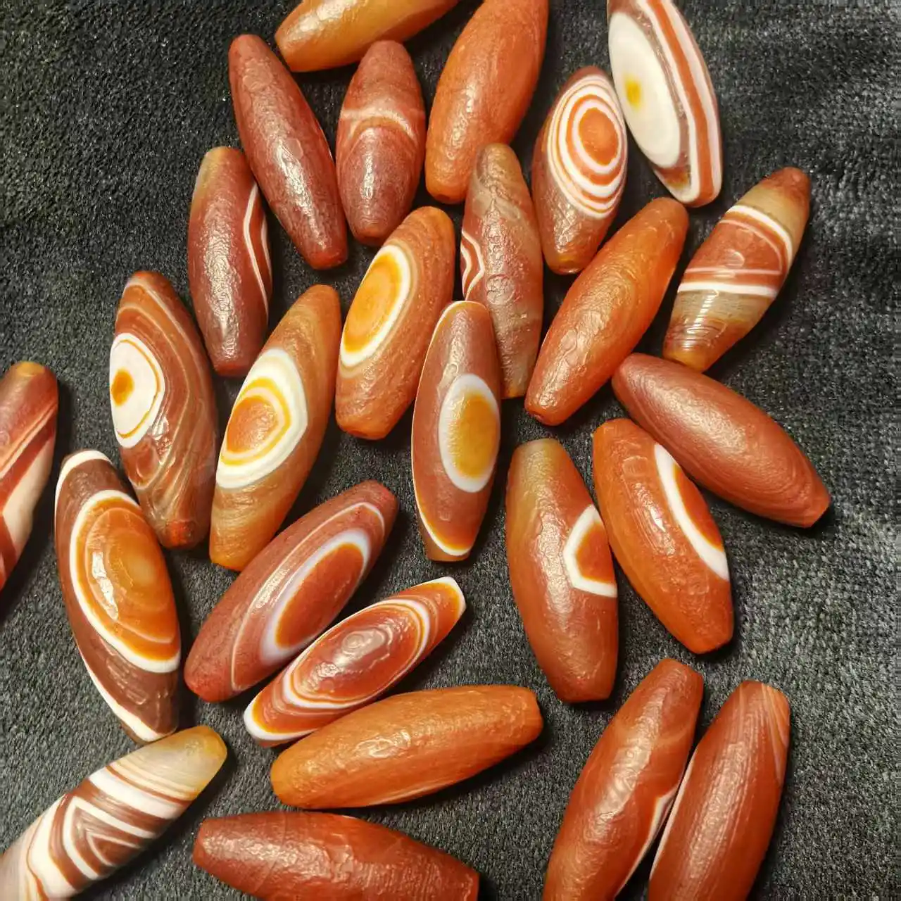 10pcs/lot Red Agate Natural Eye Beads with Wrapped Ribbons Amulet DIY Beads Men\'s&Women\'s  Bracelets Pendants Necklaces