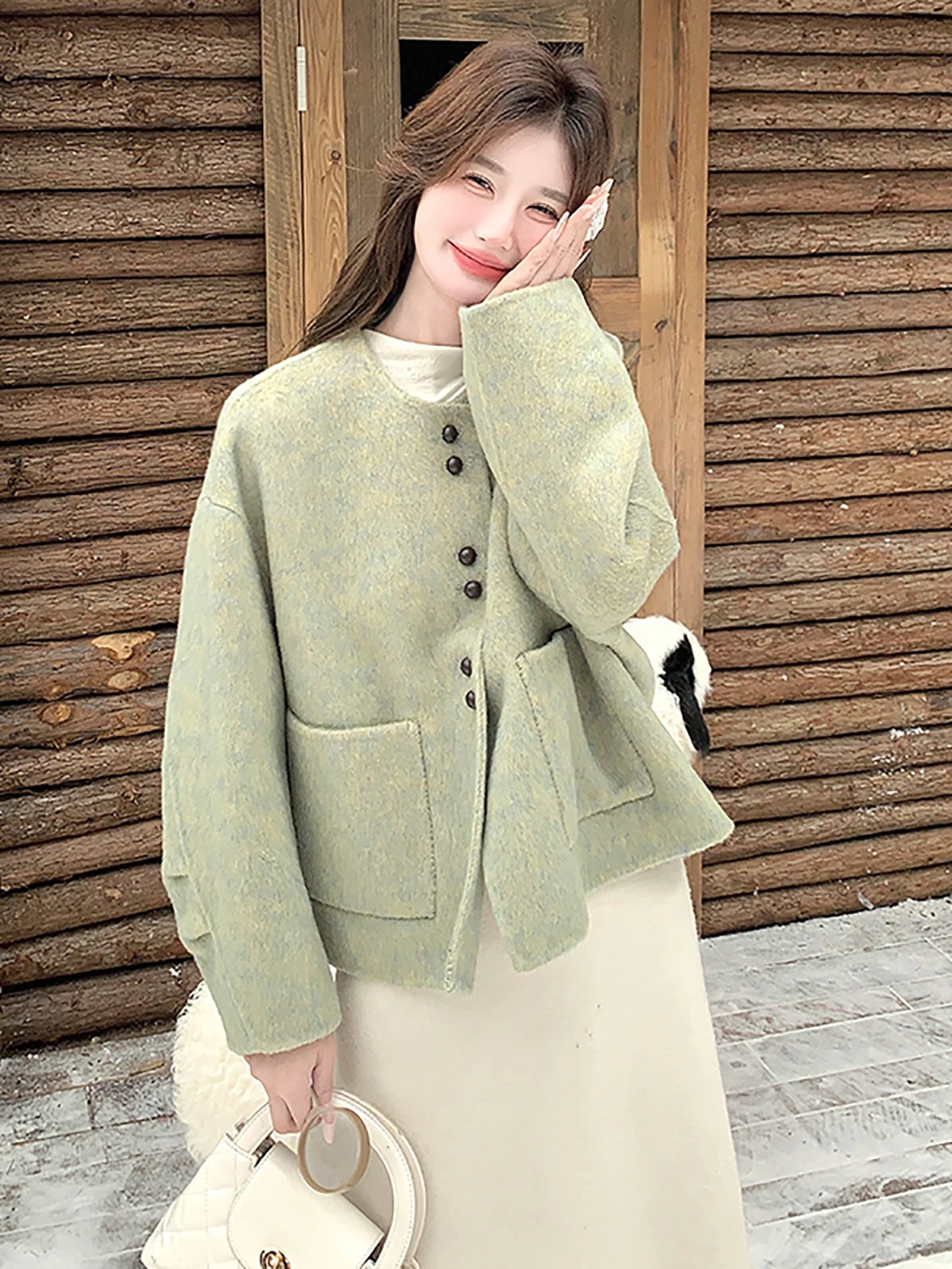 

Ele ort шерстяное пальто цвета женская модная верхняя одежда для похудения Sle осень-зима Новое поступление прямого кроя све