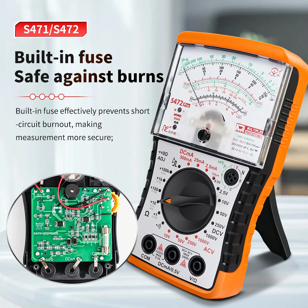 NJTY S472 Pointer Multimeter Analoge Multimetro 1000V Tester AC/DC Spanning DC Stroom Weerstand Naaldtype Universele Meter