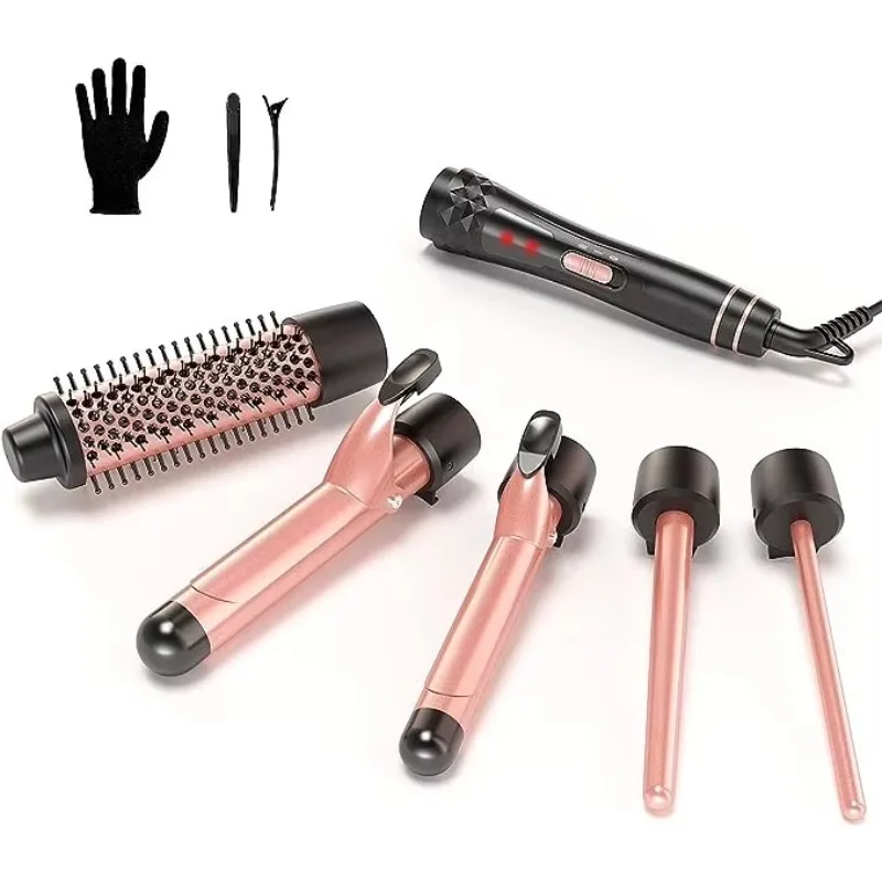 Air Straightener 5‑in‑1 Curling Wand Set with 3 Barrels, Interchangeable Ceramic Curler Hair Styling Tools