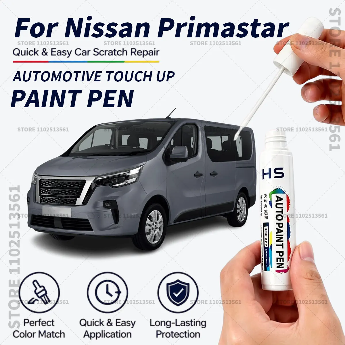 For Nissan Primastar Touch Up Paint Pen Quick Repair Car Scratch Chip Paint Brush White URban Grey Black Armin Red Stone SiIver