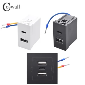 Coswall-E45 and P45, E45, White and Black, 45x22.5mm, Type-C and A, Dual USB, DC 5V, Module 2A Max, DIY, CA 100-240V charger 8 Main Sales Black Taking - №8