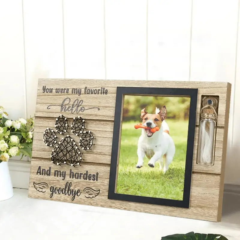

Pet Memorial Photo Frame Wood Pet Keepsake With Pet Urns Bottle For Dogs Ashes Dogs Loss Sympathy Gift for Dog Dad Cat Mom
