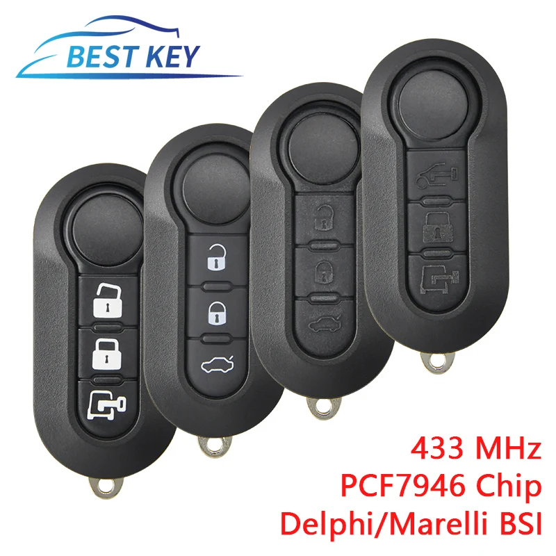 BEST KEY Remote Car Key For Fiat 500 500L Punto Florino Doblo Qubo Punto Evo Grande Punto 433MHz Marelli / Delphi BSI System 3B