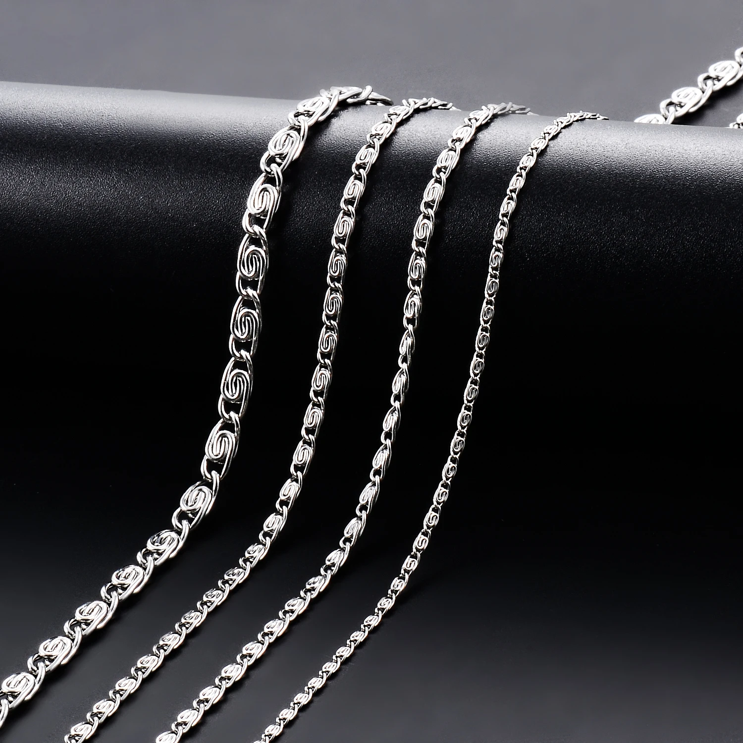 Breite 1,8mm-5,4mm Edelstahl Büroklammer Kette Silber Farbe Halsketten für Männer klassische Hip Hop männliche Mode Schmuck Geschenk