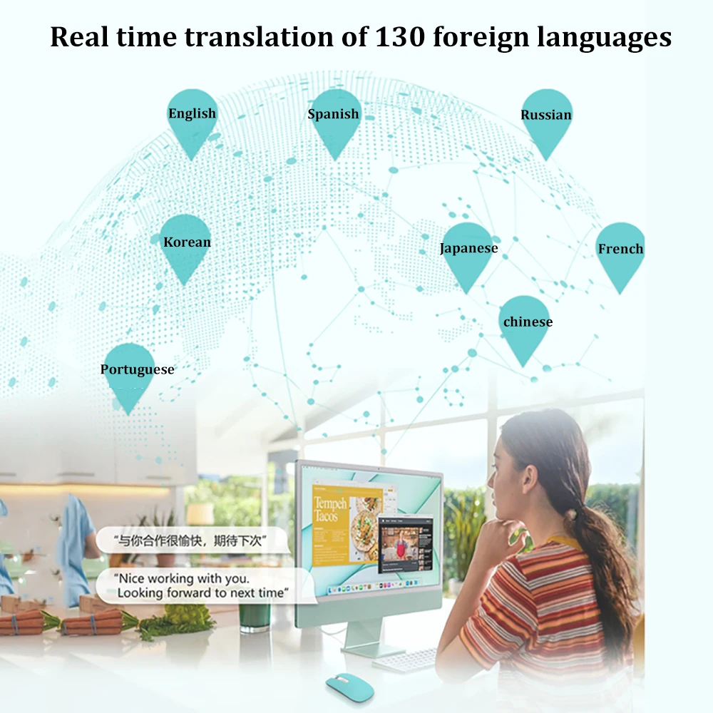 AI Voice Muis Dual Bluetooth Draadloze Muis 2.4G Draadloze Muis Oplaadbare Muis 800-1000-1200-1600 DPI Muizen voor PC Laptop