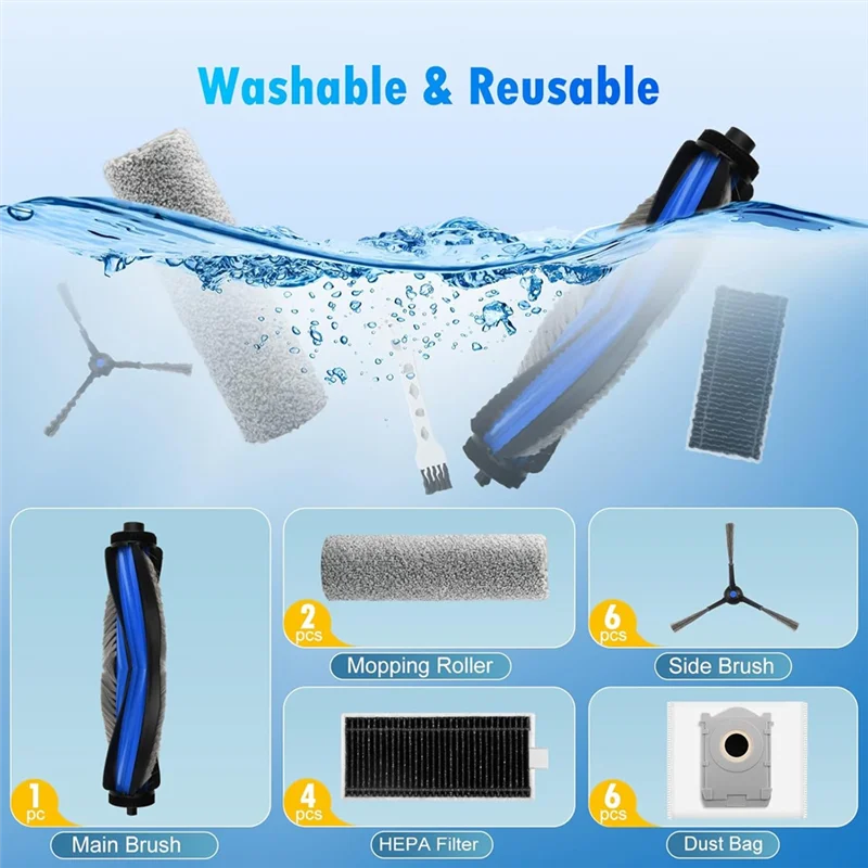 

ABKS-Replacement Accessories Kit Compatible With ECOVACS DEEBOT X8 Pro Omnii Yeedi S14 Plus Robot Vacuum