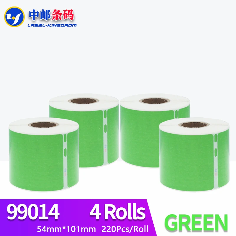 4 Rolls Generic Dymo 99014 Green Color Label 54mm*101mm 220Pcs Compatiable for LW450 Turbo Printer