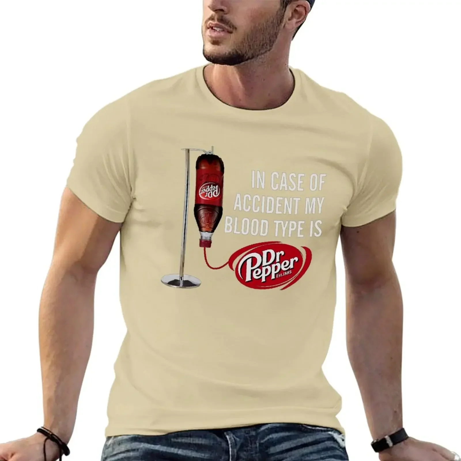 Sublime customs design your own mens champion t shirts in Case of Accident My Blood Type is Dr Pepper T-shirt oversized graphic view 3