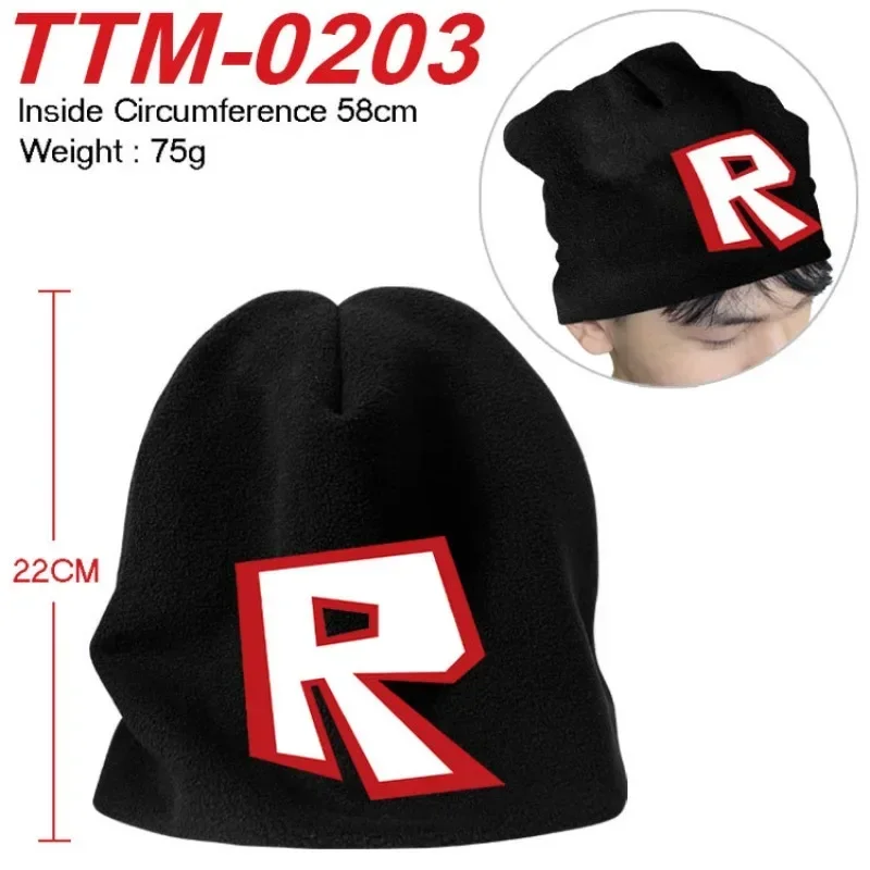 New Robloxs Themed Plush Dome Knit Cap Fall Winter Warm Pullover Gift Birthday Christmas Versatile Soft Fabric Hat Unisex - view 2