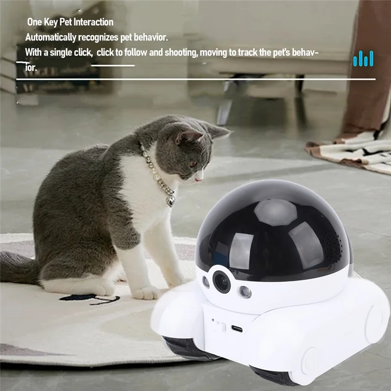 

A73E-Indoor Security Camera APP Remote Control 2MP Double Lens 5200Mah Rechargeable Battery Pet Robot Camera For Cats Dogs